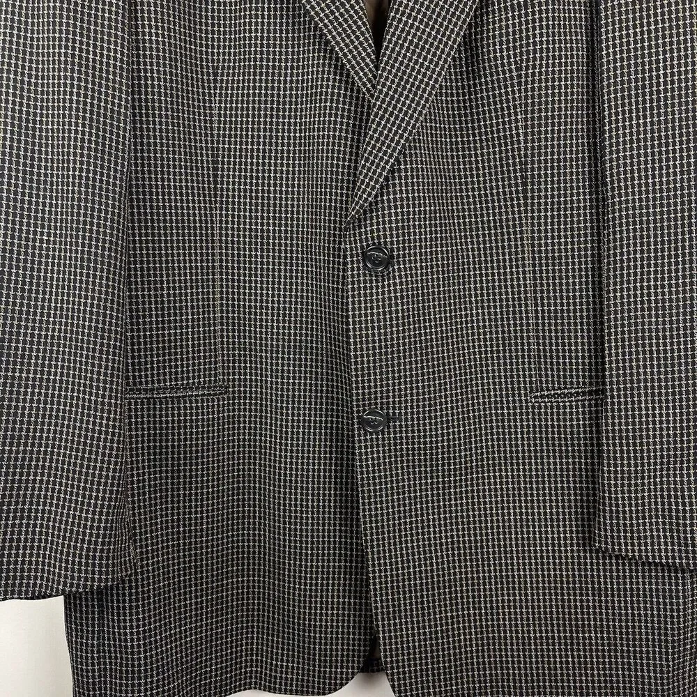 Hugo Boss Blazer Jacket Men 44L‎ Black Brown Schurwolle Virgin Wool Blend Career